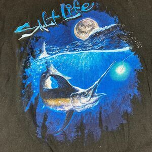 Salt Life Men L Black Marlin Swordfish Graphic Pocket T Shirt Fishing Made Mexic